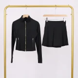 Short standing collar jacket and short skirt set LUG1046997315629