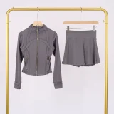Short standing collar jacket and short skirt set LUG1046997315629