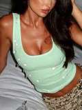 Umbilical U-neck vest with beaded top XS-T4B17820A