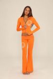 Offset splicing thread low waisted bell bottom pants set CM60905