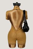 Wave print high waisted tight fitting backless jumpsuit K26L2808