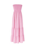 Embracing pleated strapless patchwork large swing dress MC026