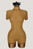 Wave print high waisted tight fitting backless jumpsuit K26L2808