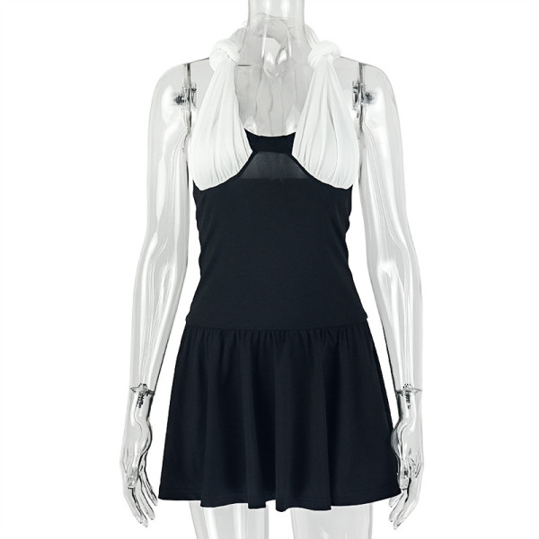 Chest hugging A-line pleated sleeveless dress JD305587