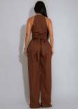 Line splicing sleeveless sports jumpsuit AJ4486