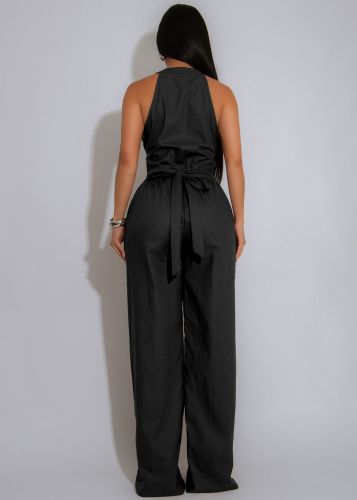 Line splicing sleeveless sports jumpsuit AJ4486