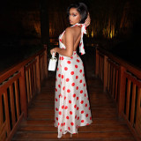 Backless polka dot bow neck dress K6D16498A