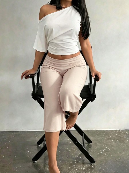 Two piece T-shirt wide leg pants set TXY5412