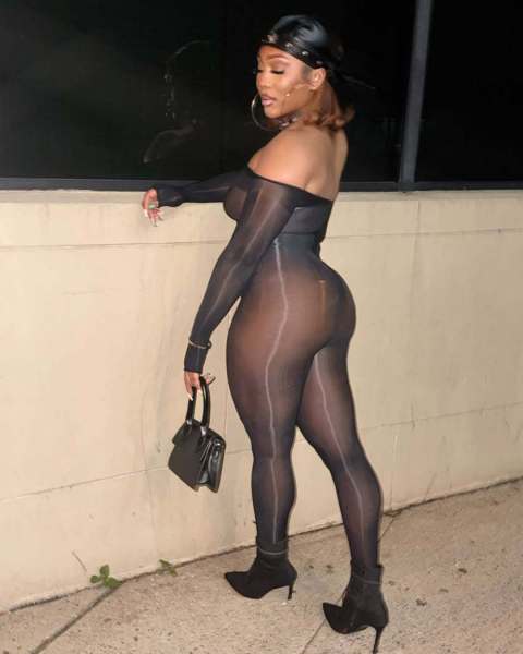 Oil shiny one shoulder jumpsuit with sheer tight fitting stockings and a sexy jumpsuit FF1524