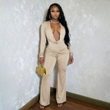 Swinging collar twisted long sleeved jumpsuit D26JP380