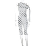 Slant shoulder strap polka dot vest shorts set S5B20480A