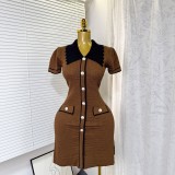 Short sleeved knitted dress A910967625470