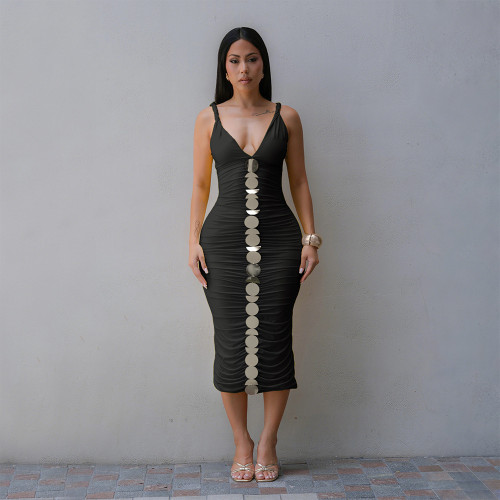 Sleeveless camisole wrapped hip dress CY902006