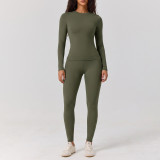Long sleeved+long pants yoga suit two-piece set S996955434104-2
