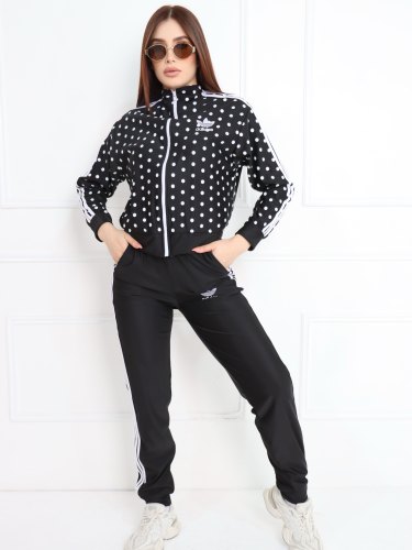 Polk collar zipper jacket, long pants sports suit J5360