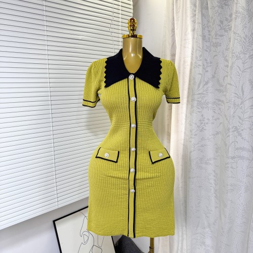 Short sleeved knitted dress A910967625470