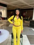 Velvet Zipper Pocket Drawstring Hoodie Set CM60910