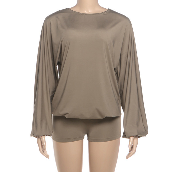 Backless round neck pullover long sleeved jumpsuit K25Q87084