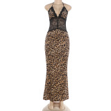Lace patchwork V-neck dress K6D16389A