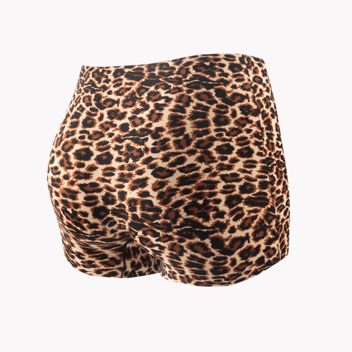 Leopard print 2-in-1 safety pants yoga boxer underwear A1051659074736