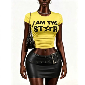 Letter printed short sleeved shirt with printed T-shirt Z&79