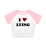 Letter Printed Short Crop Top T-shirt LH713610107418