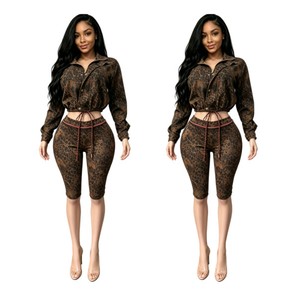 Long sleeved elastic cropped pants set MZ88722