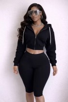 Long sleeved hooded cropped pants set MZ88724 Long sleeved hooded cropped pants set MZ88724