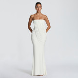 Strapless pleated mesh dress with wrapped buttocks ZD260607