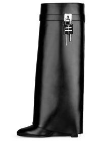 Large walled long leg women's boots with metal buckle MLS991760616153