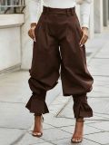 High waisted pleated leg tied lantern pants S391538