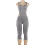 Bareback tight solid color five part jumpsuit K6Q18277A