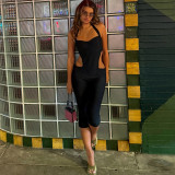 Bareback tight solid color five part jumpsuit K6Q18277A