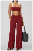 Neck hanging fake two-piece vest short high waisted and hip lifting pants set A1085348065682 Neck hanging fake two-piece vest short high waisted and hip lifting pants set A1085348065682