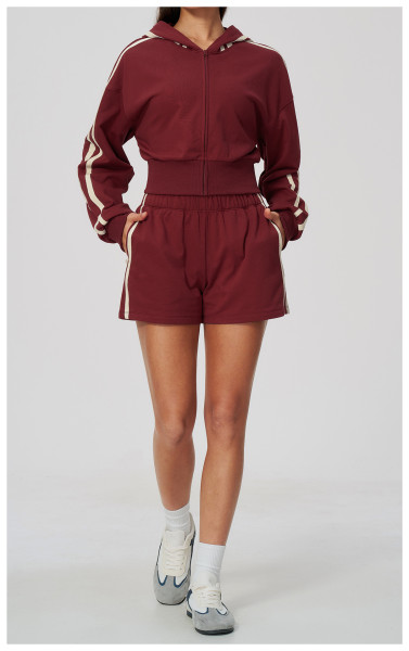 Hooded zipper long sleeved sweatshirt and pants two-piece set A1085511891002