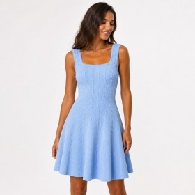 Sleeveless A-line Knitted Dress A1083735923398