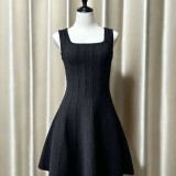 Sleeveless A-line Knitted Dress A1083735923398