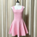 Sleeveless A-line Knitted Dress A1083735923398