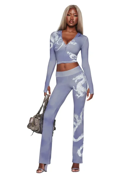 Printed Hooded Long Sleeved Two-piece Set HR25071-2
