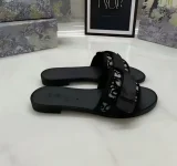 Embroidered Velcro lined flat slippers