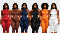 Hanging neck fishbone waist zipper seven piece jumpsuit (fake two pieces) YM59111 Hanging neck fishbone waist zipper seven piece jumpsuit (fake two pieces) YM59111