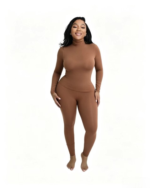 Pile collar beauty skin suit set, high elasticity long sleeved base suit FF1525