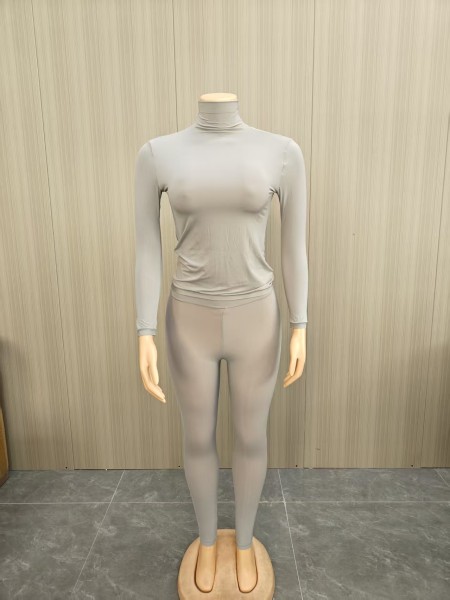 Pile collar beauty skin suit set, high elasticity long sleeved base suit FF1525