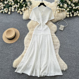 High waisted A-line long skirt A1046932976504