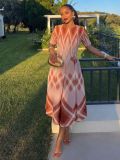 Geometric plaid A-line dress A1066661087014