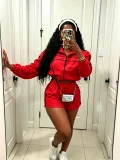 Windproof jacket top with spliced shorts two-piece set A706