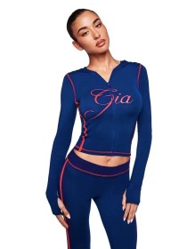 Long sleeved long pants contrasting hooded sports suit FC1506