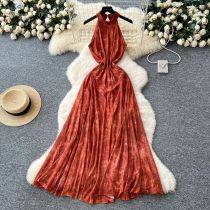 Hanging neck sleeveless dress W949157101051 Hanging neck sleeveless dress W949157101051