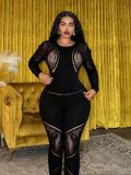 Hollow out rhinestone long sleeved jumpsuit A1063583472977
