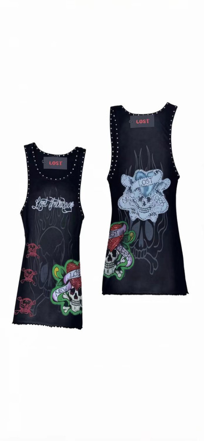 Sleeveless vest heavy industry digital printed dress FC1610